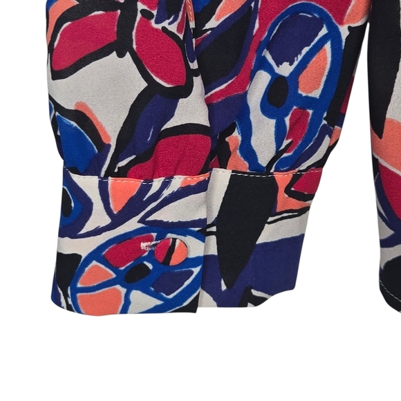 J Crew Women Colorful Butterfly Peace Print Boat Neck Blouse Size Small - Picture 3 of 8